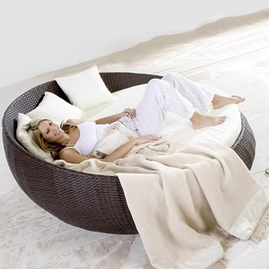 Ngoài trời Patio đi văng wicker mây đi văng Vòng phòng chờ sofa đồ nội thất thiết lập với có thể thu vào tán - Product Image 2