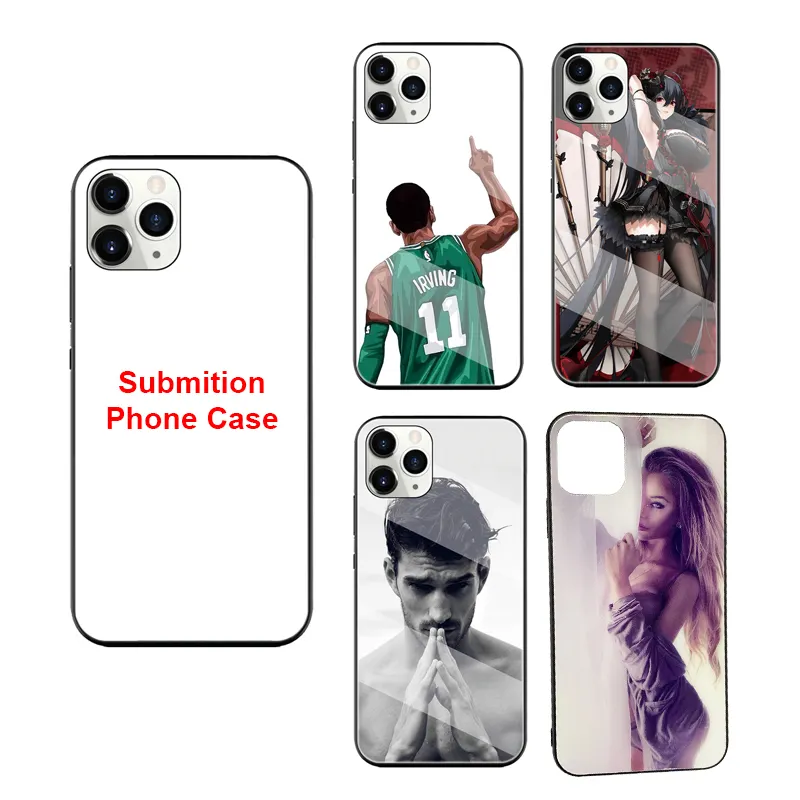 Sublimatie Custom Cartoon Anime Glas Tpu Case 2d Sublimatie Blanks Siliconen Telefoon Case Voor Iphone 11 12 13 14 15 Pro Max