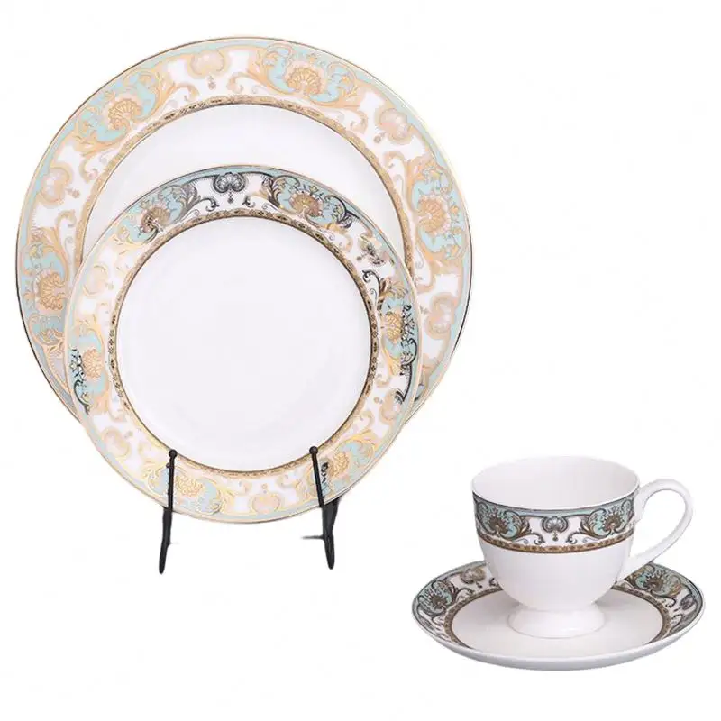 Beyaz düğün yemek tabağı yemek tabağı porselen yemek takımı beyaz ve altın zarif yemek tabağı setleri