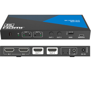 8K <strong>HDMI</strong> <strong>Matrix</strong> Switch 2X2 <strong>Switcher</strong> With Audio Extractor UltraHD Supports Upto 4K@120Hz IR EDID HDCP 2.3 - Product Image 2