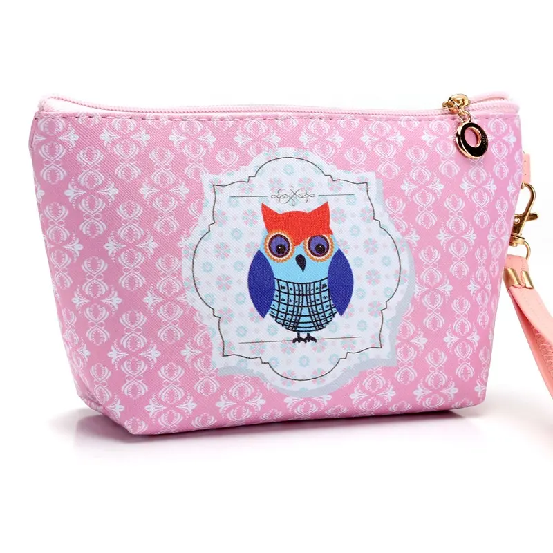 Fashionable makeup cosmetic case bag hot owl shape small cosmetic bag