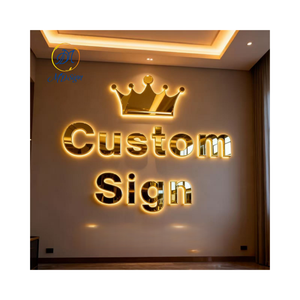 Trong nhà văn phòng kinh doanh vàng Gương 3D Backlit kênh kim loại thư tùy chỉnh ngoài trời công ty thương hiệu thiết kế logo LED chiếu sáng dấu hiệu - Product Image 1