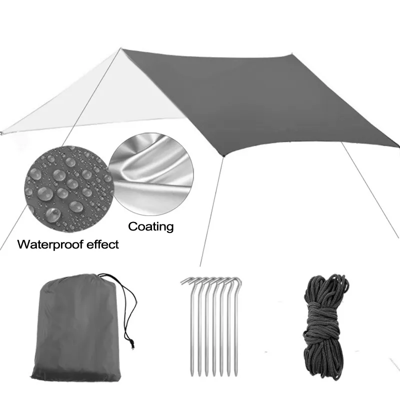 Oxford Cloth Silver Sunshade Rainproof Square Sky Curtain Multifunctional Outdoor Beach UV Proof Four Corner Sunshade