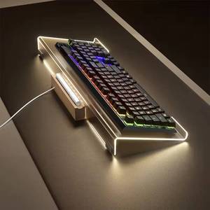 人間工学に基づいた折りたたみ式透明トレイキーボードホルダー卸売PCコンピュータポータブルクリアアクリルスタンドポータブルキーボード用 - Product Image 2