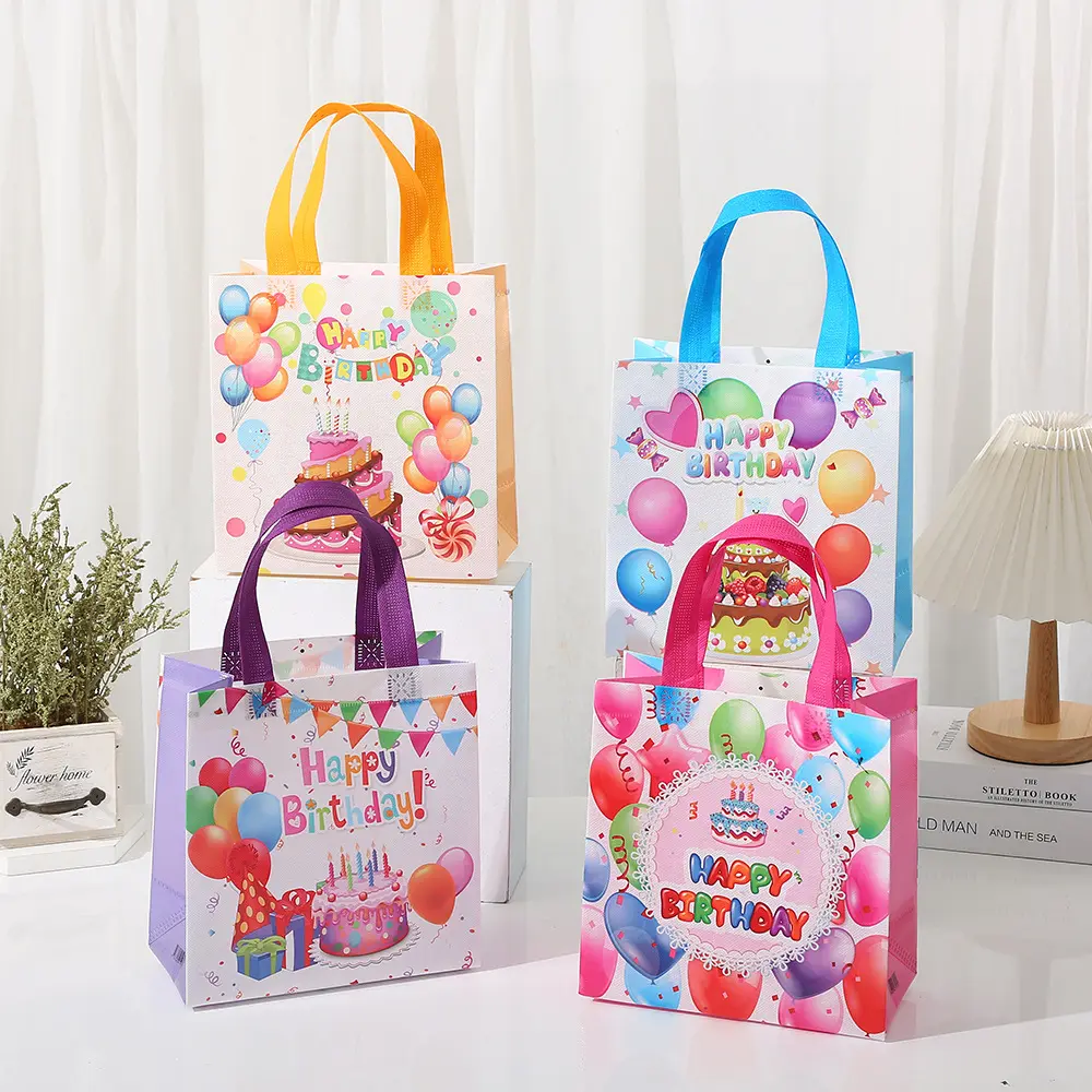 Sac de cadeaux Non tissé personnalisé, fourre-tout pliable imperméable pour fête d'anniversaire, fourre-tout de Shopping Non tissé, vente en gros