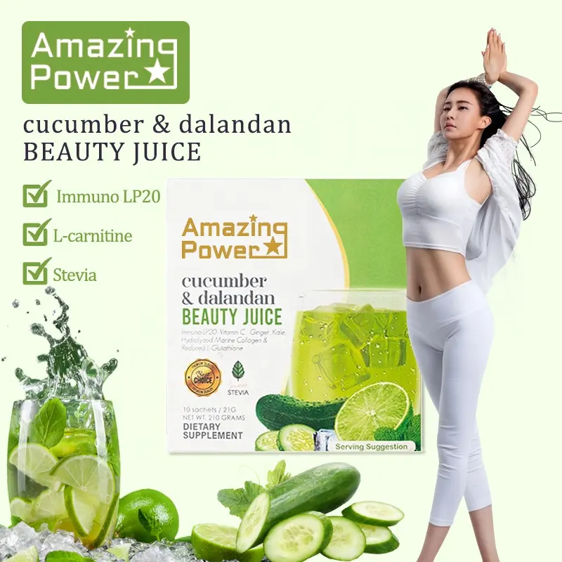 Amazing Power marca pepino BEAUTY JUICE slim leite chá em pó com vitamina C L-glutationa para reforço imunológico pele brilho