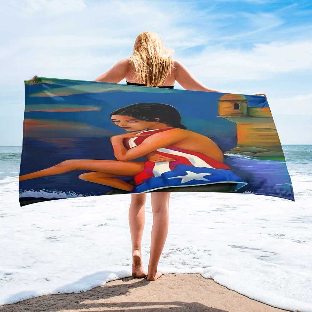 PR (2) Blue & Gold Sunset Woman Flag