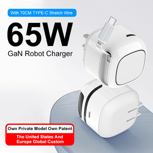 Double Port <strong>Output</strong> 65W <strong>Multiple</strong> Devices <strong>USB</strong> Charging Hub Built in Type C Cable AC Retractable Desktop Wall Charger - Product Image 3