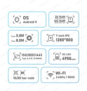 HFSecurity FP07 Rugged Face Iris Fingerprint Passport NFC QR <strong>Code</strong> Android12.0 Biometric Tablet for Time Attendance - Product Image 3