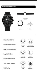 NAVIFORCE 8045 BBB lusso uomo moda Sport orologio da polso cronografo multi funzione orologio al quarzo fabbrica personalizzato OEM - Product Image 4