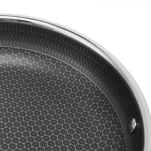 Nhà Máy Chảo Không Dính Pfoa Gốm Miễn Phí Tổ Ong Không Độc Hại Chảo Bộ 3 8/10/12 Inch Tri Ply Thép Không Gỉ Chảo - Product Image 5