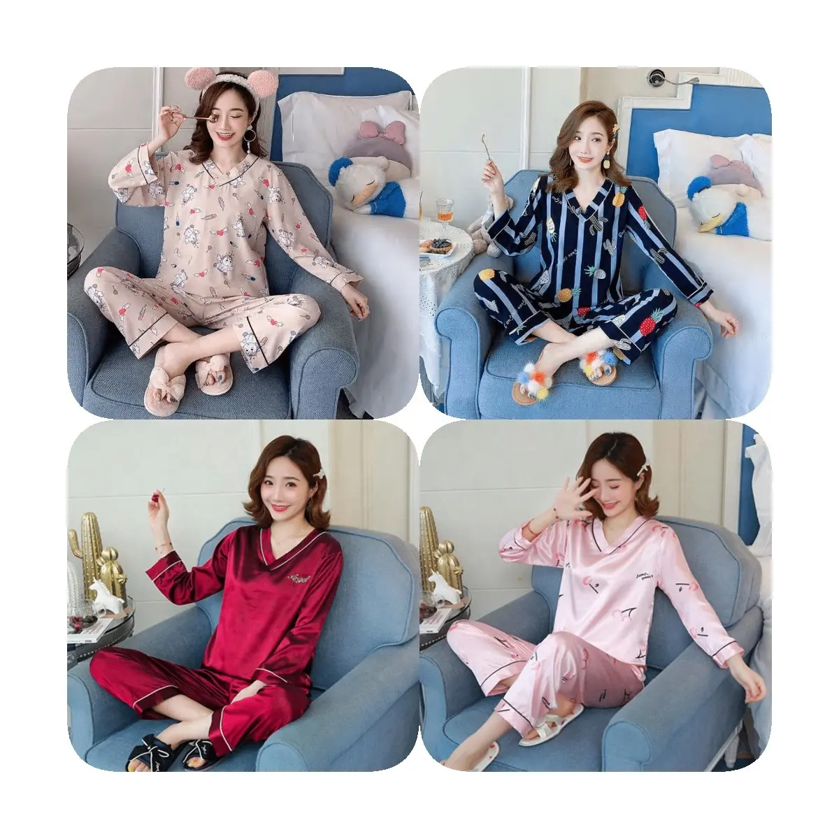 Wholesale 2024 new pajamas women's spring and autumn s long-sleeved sleepwear cartoon winter cotton home clothes two-piece suit
