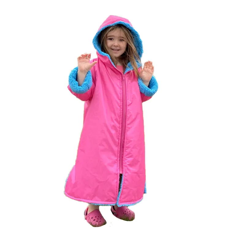 Лидер продаж, однотонное пляжное детское Сменное платье, ветрозащитное сохраняющее тепло детское полотенце, пончо с капюшоном