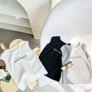 Toptan özel Logo Casual Tops yürüyor kızlar çocuk giyim kolsuz baskı ile yazlık T-Shirt kız yelek kadın atlet - Product Image 2