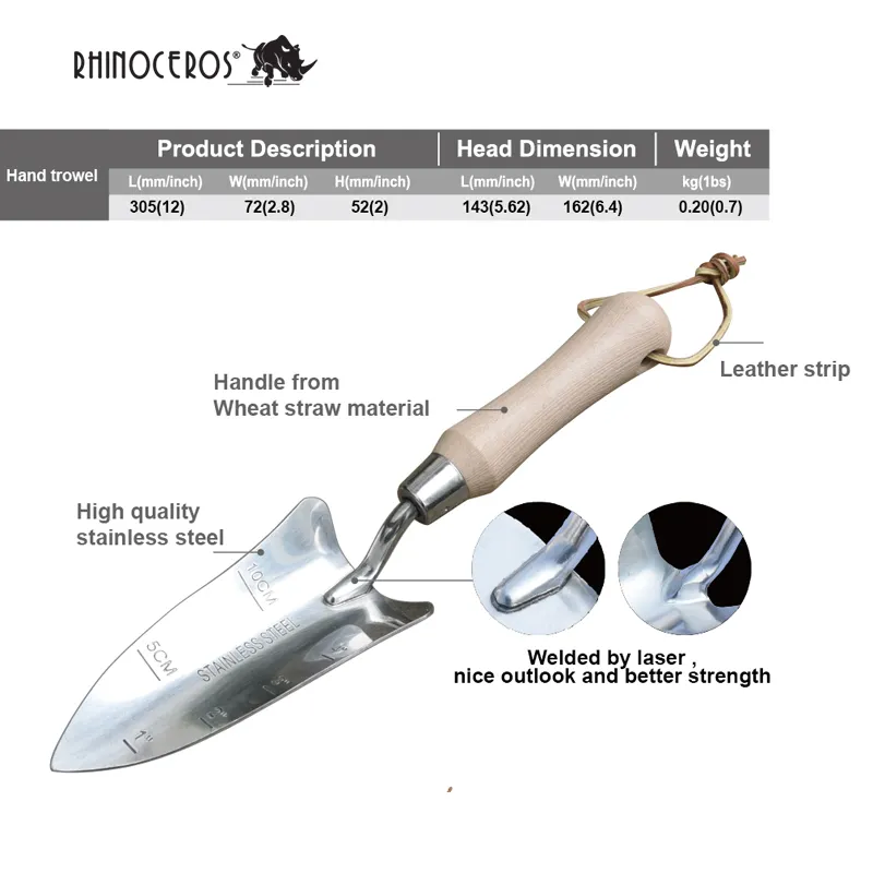 Promotie Duurzaam Tarwe Stro Handvat Rvs Metalen Kleine Tuin Troffel Schoffel Vork Tuingereedschap Voor Vrouwen Gift Sets