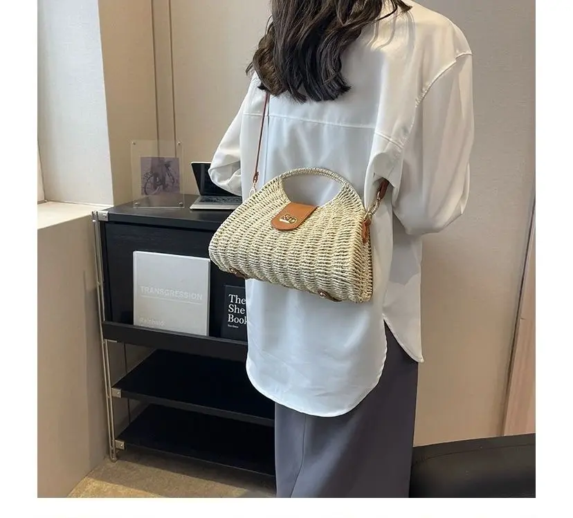 2024 Высококачественная Женская винтажная сумка через плечо ручной работы, Пляжная Соломенная Сумка-тоут