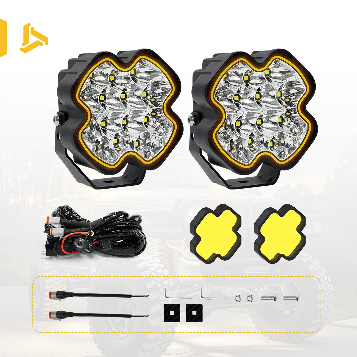 Kit de luces (Par + Cubierta Amarilla + Arnés de Cableado)