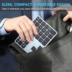 Teclado numérico inalámbrico JOMAA recargable 2,4G teclado numérico inalámbrico 35 teclas teclado numérico multidispositivo de aluminio para ordenador portátil