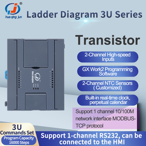 Huaqingjun 8DI 8DO Salida de transistor PLC RS485 LAN 2AI 2AO 0-10V 0-20mA Salidas de pulso Diagrama de escalera PLC analógico para sensores - Product Image 2
