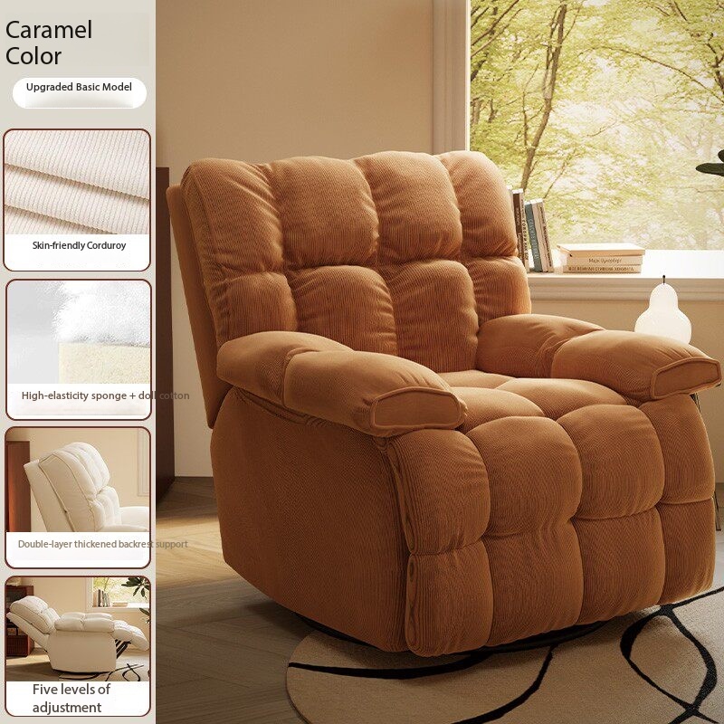 Silla de pana ajustable de 5 niveles (estilo fijo) - Caramelo