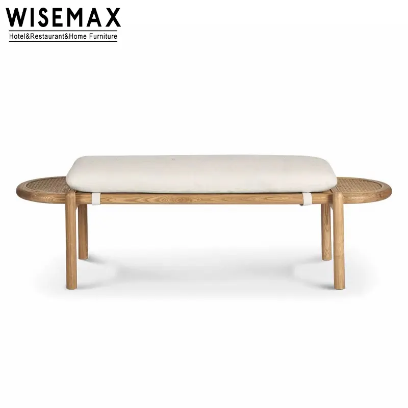 WISEMAX-Taburete moderno para cambiar zapatos de madera maciza, muebles para el hogar, dormitorio, sala de estar, sillas, Banco largo de ratán