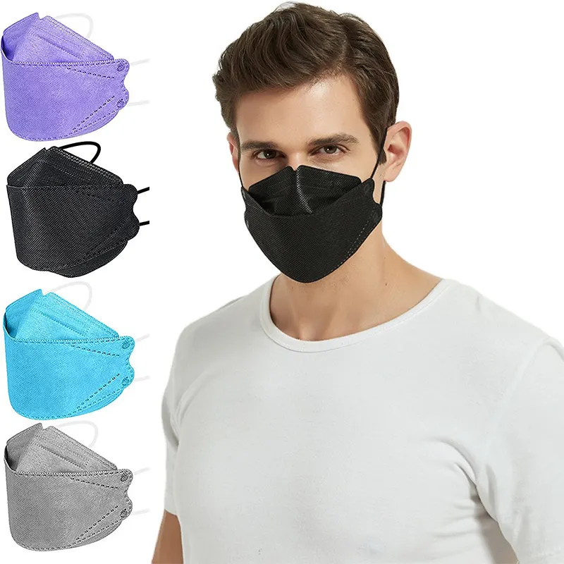 Mascarillas desechables multicolores KF94 4 capas transpirable no tejido mezcla de colores máscara facial boca cubierta para adultos