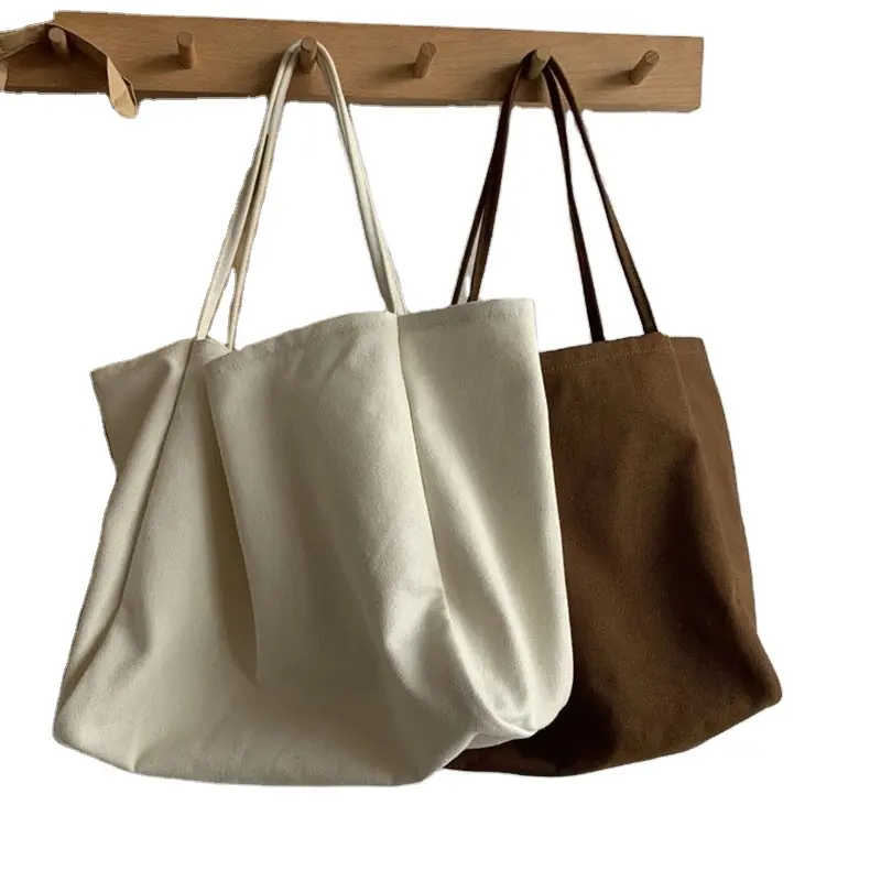 Bolsa de ombro de lona grande capacidade sacola de compras simples cor sólida designer bolsa reutilizável sacola de compras ecológica