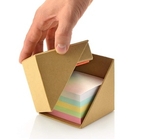 促销定制印刷方形立方体牛皮纸生态便签本盒，带办公笔筒 - Product Image 3