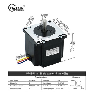 57HS51 Axle 6.35MM 57 Nema 23 51MM 57HS 0.9 Nema23 <strong>2</strong> Phase Nema23 0.9Nm 1.8&deg; Nema 23 Stepper Motor - Product Image 4