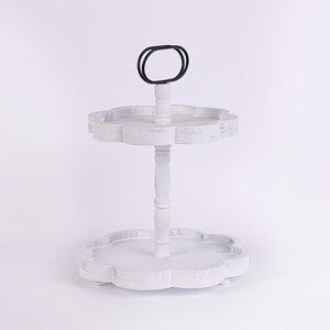 家用木制托盘双层西式小吃托盘带手柄 - Product Image 2