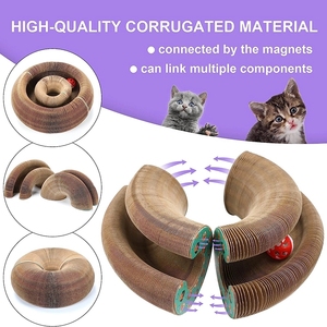 Tablero de rascado de gato de órgano mágico plegable corrugado interactivo personalizado estilo moderno Bola de hierba gatera redonda - Product Image 2