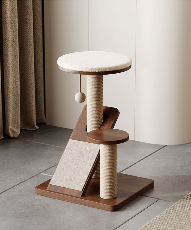 Multi-layered space capsule small cat tree walnut color D
