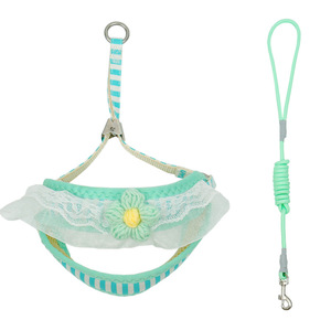 Elegante Lace Flower Pet Chest <span class=keywords><strong>Strap</strong></span> Confortável ajustável Dog Leash e Harness Set para Small Cat Dog