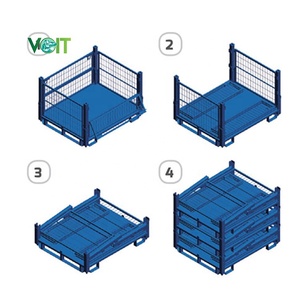 Contenedor de palés de malla de alambre soldada apilable de metal plegable - Product Image 5
