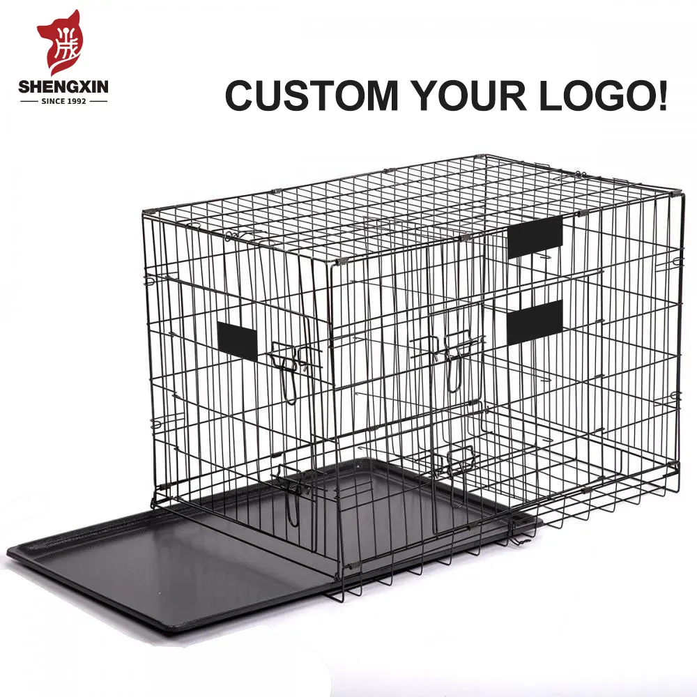 Cage d'intérieur pliable de haute qualité pour chiens, Cage de Transport à grands fils, 2 pièces