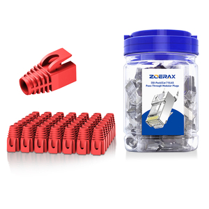 1 takım = 50 adet CAT7 RJ45 konnektör 1.5mm geçmesine modüler fiş STP demir kristal başlık ile 50 adet kırmızı gerginlik Reief çizmeler - Product Image 1