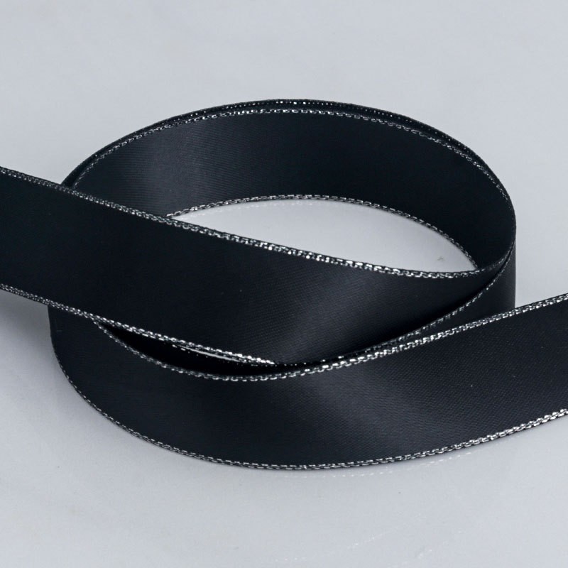 Noir avec bord argenté - 2,2 cm * 10 mètres/rouleau