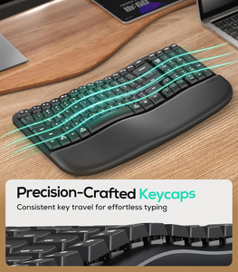 Wave Keys 2.4GHz Wireless USB Ergonomic <strong>Keyboard</strong> with Cushioned Palm Rest New Condition <strong>Computer</strong> Accessory for Desktop <strong>Use</strong>