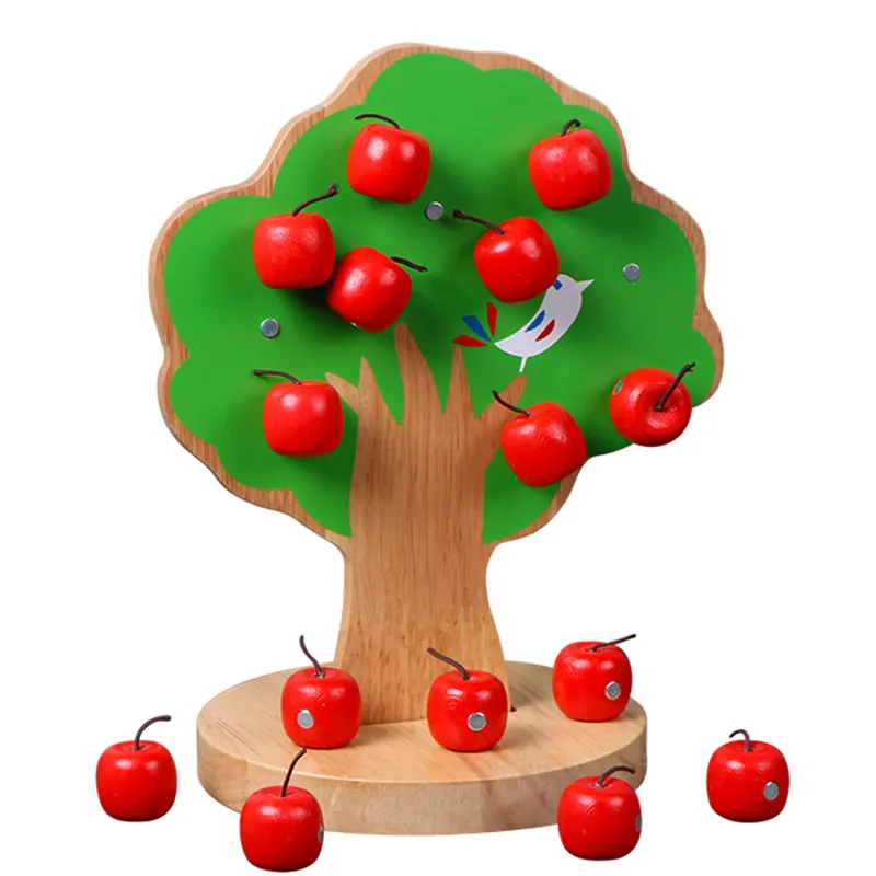 خشبية مغناطيسية شجرة التفاح ألعاب الرياضيات مونتيسوري لعبة اللعب