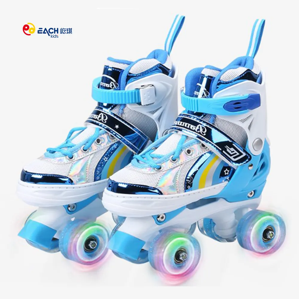 Cada um pronto para enviar patins de rolo piscando sapato de soja luna 4 rodas quad ajustável patins de rolo para comprar para crianças