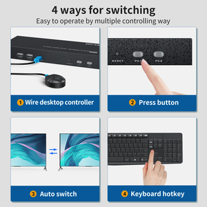 Conmutador HDMI KVM Monitor dual de 2 puertos 4K @ 60Hz, Video DE LA RED 2 Conmutador HDMI KVM 4K Dos monitores Dos ordenadores