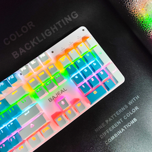 コンピューター有線USB青白ホットプラグメカニカル赤軸キーボードLEDカラーバックライト人間工学に基づいたデザインゲームキーボード - Product Image 6