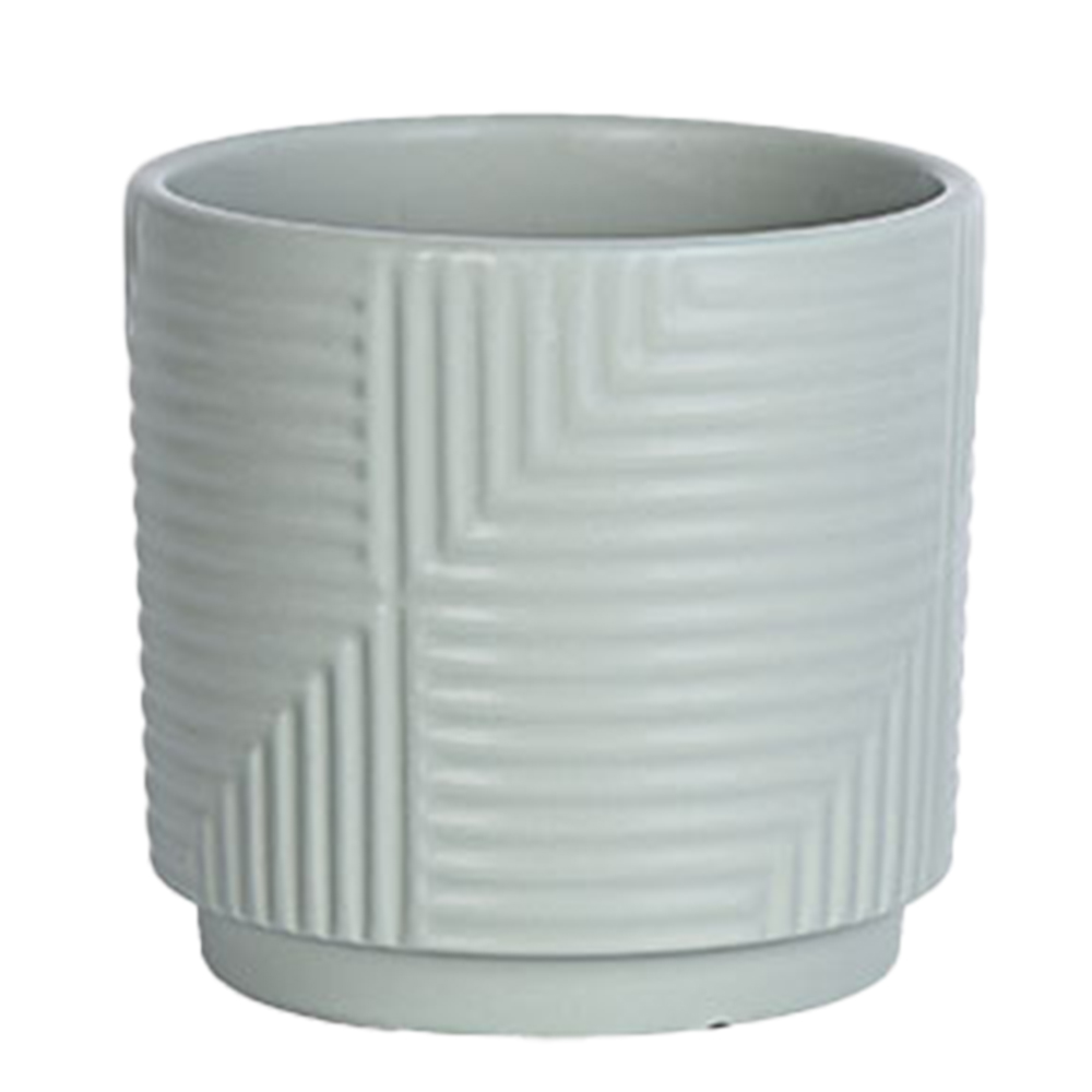 Wholesale Garden Indoor striped Flower Pots Decor White Modern Small Ceramic Plant Pots