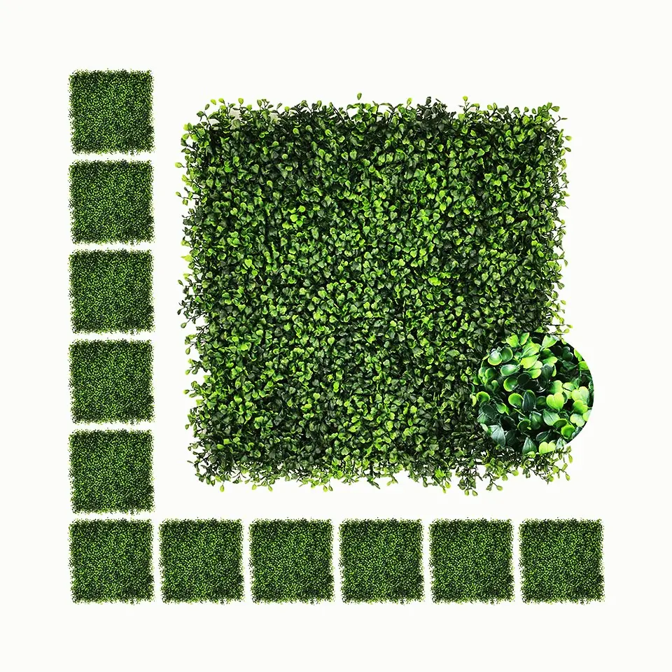 Artificial Boxwood Hedges Panels Faux Grass Wall Shrubs Bushes Backdrop Garden Privacy Screen Fence Decoration Artificial Plant