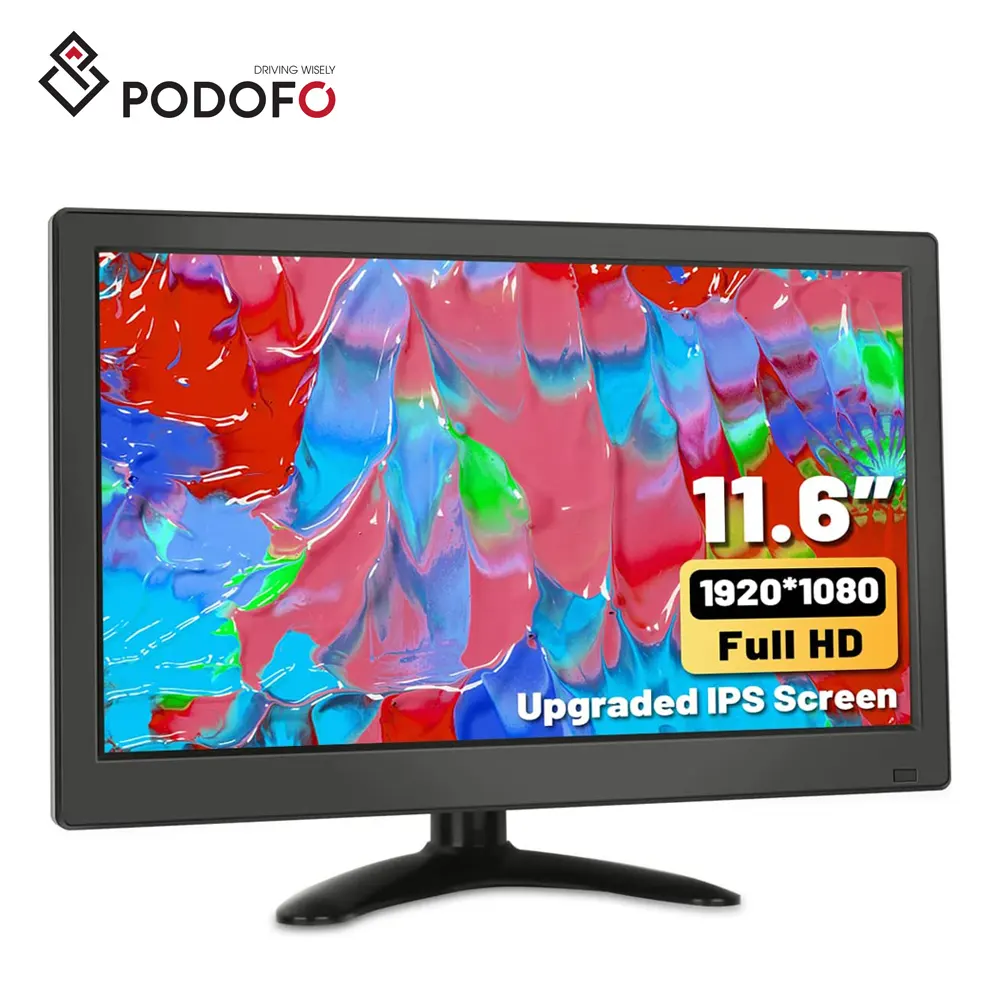 Podofo จอภาพ CCTV แบบพกพา,หน้าจอ IPS Full HD 11.6*1920ขนาด1080นิ้วพร้อมสาย AV/VGA/BNC สำหรับรถบรรทุกรถบัส RV