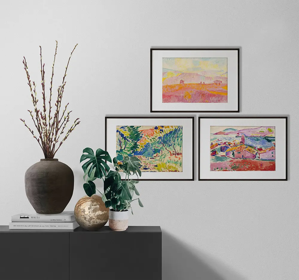 Série de 3 peintures de Henry Matisse et Amiet Cuno Wall Art Ensemble de 3 peintures de paysage sans cadre sur toile pour la décoration intérieure