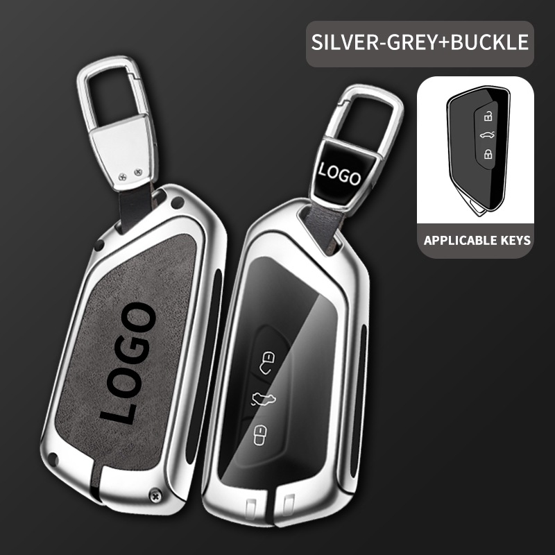Bright silver grey + metal keychain