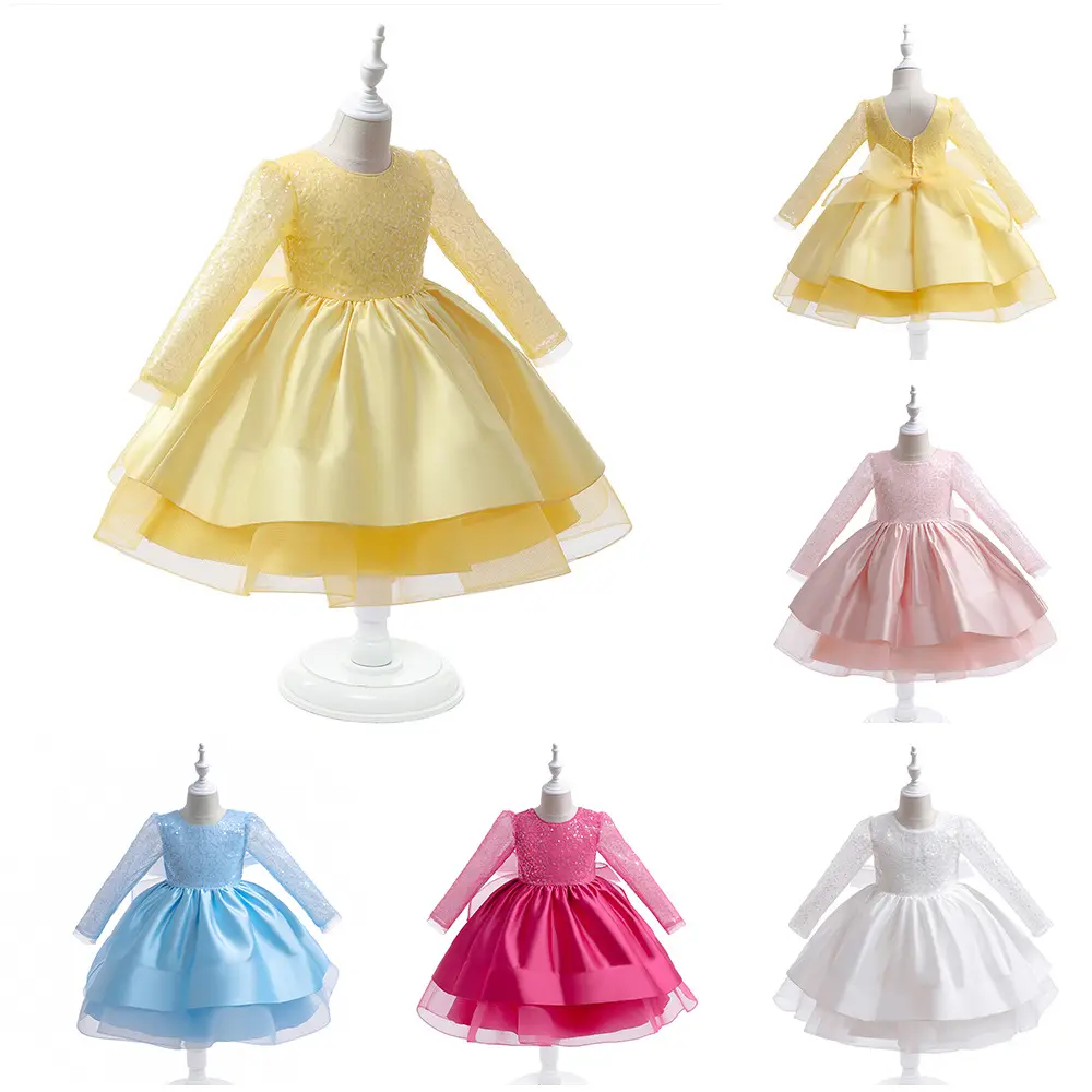 Mode Lange Mouw Bloemen Baby Bloem Meisjes Jurken Kleding Voor Baby Meisje Jurk Kids Party Frocks Kids Girls Party Jurk