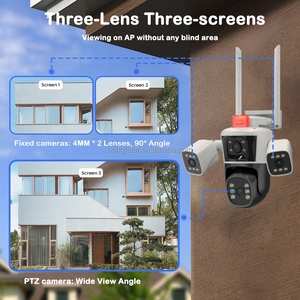 出厂价格6k全高清三镜头无线WiFi监控<span class=keywords><strong>PTZ</strong></span> IP闭路电视摄像机360户外WiFi安全摄像机