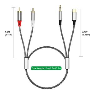 2-en-1 PVC dorado 3,5mm Audio hembra a 2 RCA Audio macho adaptador USB C RCA Cable para teléfono altavoz Monitor REPRODUCTOR DE DVD aplicaciones - Product Image 6